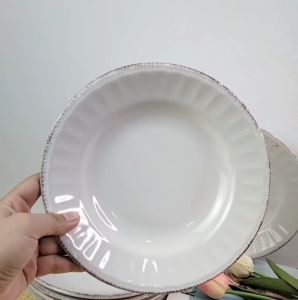 จาน จานเซรามิค สีขาว 8 นิ้ว ทรงลึก เครื่องใช้บนโต๊ะอาหาร เคลือบเงาอย่างดี