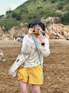 Quần Short Ống Rộng Kẻ Sọc Vàng Cho Nữ Mùa Hè Mới Đa Năng Thể Thao Co Giãn Cạp Chun Dáng Chữ a Quần Dài Rộng Rãi