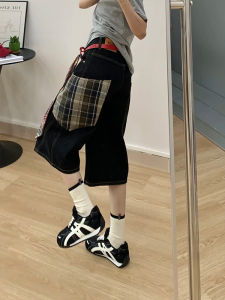 QIANCHANGNAAI | Retro Style Big Size Denim Pants High Waist Slim Fit 3/4 Length Shorts