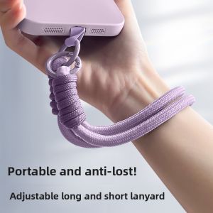GGUU | Wide Version Double Buckle Phone Lanyard Anti-Theft 2024 New High-End Ladies Wrist Cord Keychain Neck Chain Telephones Braided Universal Handheld Mobile Phone Clip Crossbody Hanging Piece Carry Chain
