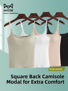 MiiOW | Adjustable Strap Tank Top Womens Outerwear With Chest Pad Anti-Light Walking Slimming Top Inner Wear Backless Style Modal Fabric