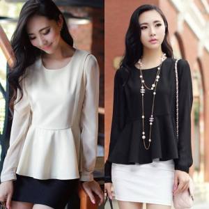 CFBOUTIQUE PREMIUM Korea Fashion Peplum Long Sleeve Blouse