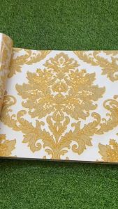 Wallpaper Dinding Premium Motif Khakika Antique Batik Gold Damask Mewah & Luxury