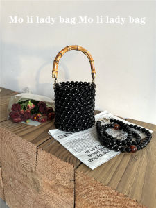 New Chinese Style Bamboo Node Handbag High-End Metal Feel Pearl Crossbody Tote for Middle-Aged and Elderly Casual Scenario