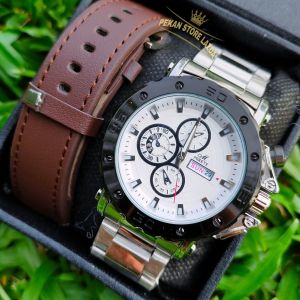 NEW !! Jam Tangan Pria Mirete Original Dua Tali Free Box Import / JAM Tangan Cowok ANTI AIR Strap Baja COD / Jam Tangan Kasual Pria SPORT Analog Quart / Besi Anti Karat / JAM Tangan MIRETE / JAM Tangan Pria Fitur Tanggal Dan Hari Aktif / Murah