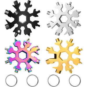  18-in-1 Stainless Steel Multitool Snowflake Tool Keychain Flat Phillips Screwdriver/Wrench/Snowflake Bottle Opener Mini Durable and Portable