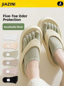JIAZINI | Anti-Foot Fungus Summer Lightweight Cotton Boat Socks with Breathable Mesh and Invisible Toe Separation