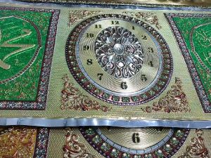 Kaligrafi 3D Ayat Kursi Syahadat Allah Dan Muhammad + Jam Timbul Uk 45x95 Cm Satu Paket Berisi 5 Lembar Kado Hampers Gift Hiasan Dinding