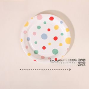 Colorful Small Dot Disposable Paper Plate Dessert Table Seven Colorful Ornaments Childrens Birthday Party Tableware Picnic Plate