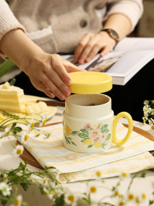 LOTUS BLUE | Tea Infuser Ceramic Mug with Lid