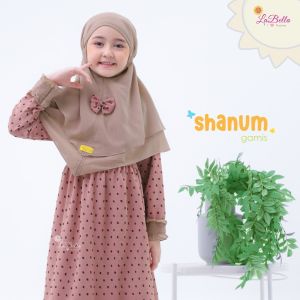 Anti kusut Baju muslim motif timbul Rubiah polkadot anak terbaru lucu cantik shanum labella 3 4 5 6 7 8 9 10 11 12 tahun TK SD casual simpel polos set jilbab syari panjang navy dusty purple ungu brown coklat muda Salem blue denim