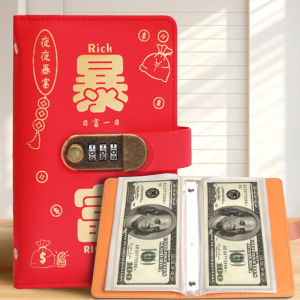 สมุดบันทึกการออมแบบหนังเทียม A6 พร้อมรหัสล็อค ความจุขนาดใหญ่สำหรับสมุดบันทึกการออม สมุดบันทึกการติดตามงบประมาณ และสมุดบันทึกการจัดการเงินสด