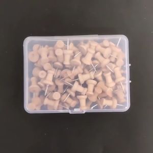 100PCS Wooden Push Pins With Storage Box Painting Tool Map Markers Thumbtack Pins For Bulletin Boards Cork Boards