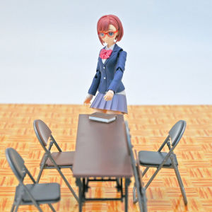 YAMADA Office Scene Long Table Combination Meeting Table Foldable Chairs Miniature 1 12 Plastic Furniture for Adults