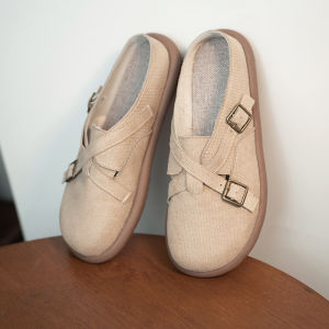 IELGY baotou half slippers womens soft bottom breathable cotton linen fashion outer wear slippers