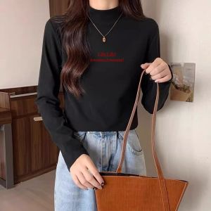 เสื้อชั้นในผู้หญิงคอปกสูงครึ่งตัว แขนยาว ทรงสลิมฟิต อบอุ่น แฟชั่น ฤดูใบไม้ร่วง 2025 เสื้อชั้นในผู้หญิง ผ้าโพลีเอสเตอร์