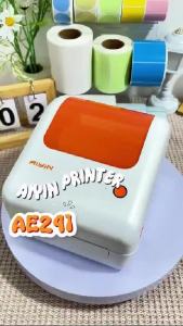 AiYin AE241 เครื่องพิมพ์ฉลากสินค้า ปริ้นใบปะหน้า ฉลากสินค้า ฉลากยา บาร์โค้ด ไม่ใช้หมึก Thermal Label Printer USB/BT รองรับกระดาษหน้ากว้าง 40-110mm