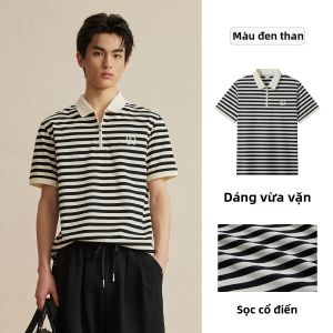 Cabbeen | Áo Polo Nam Tay Ngắn Sọc Kinh Điển Dân Công Sở