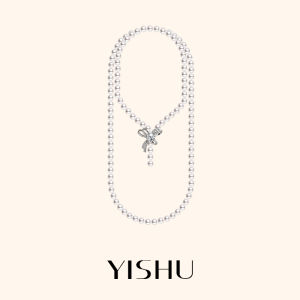 YISHU | Bow Pearl Multi-layered Long Necklace