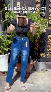 Quần dài jean nữ quần jean lưng thun co giãn ống ôm vải dày đẹp thời trang