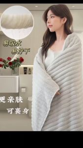 high quality thick straight strip bath towel coral fleece beach towel quick dry absorbent cotton 70*140cm
