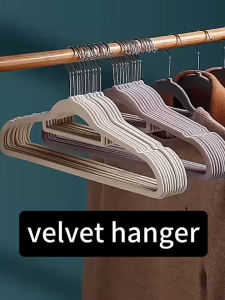 10/20pcs Premium Velvet Hanger - Non slip Hanger with Tie Rod - Black/Beige/Pink Hanger with 360 degree Rotating Hook - Heavy duty Hanger Clothing Store Exclusive Hanger