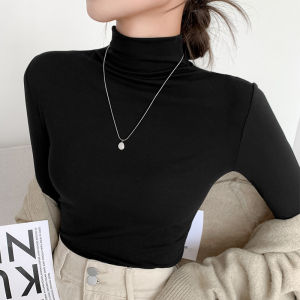 Áo Sơ Mi Cổ Cao Tay Dài Ôm Vừa Vặn Thời Trang Mùa Xuân Thu Cho Nữ Áo Sơ Mi Cơ Bản Có Thể Mặc Bên Trong Và Ngoài