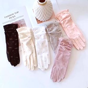 UV Sunscreen Gloves Female Cold Silk Summer Lace Driving anti-ultraviolet