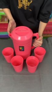 Rattan Pitcher 1800ml Big PItcher with 4pcs cups Pitsel Palamigan Bengar Set049A