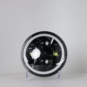 5.75" Inch Motorcycle Headlight Halo Angel Eyes High Low Beam 5 3/4" DRL Turn Signal Project for Harley Sportster 883 XL883 FXCW