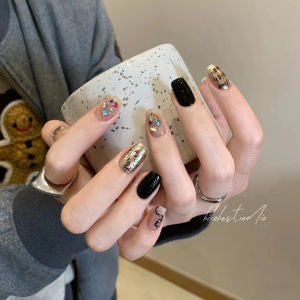 Handmade Nail Art Wearable False Nails Autumn Winter Collection Premium Short And Medium Long Styles Finished Products