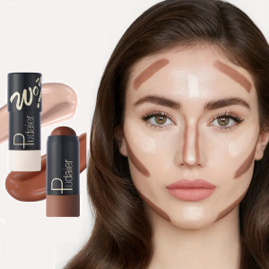 Pudaier Contour Stick Cream Formula Face Foundation Kem Nền Chống Thấm Nước Tạo Khối 3 Chiều Bronzer & Highlighter Dark Circle Corrector 10g