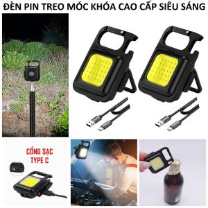 Đèn pin mini đeo móc khóa mẫu mới siêu sáng đa năng sạc điện bản cao cấp chống nước đèn led mini COB 800 Lumens