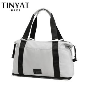 TINYAT Foldable Travel Duffel Bag Expandable collapsible Luggage Large Capacity Lightweight Oxford Fabric Waterproof Men and Women