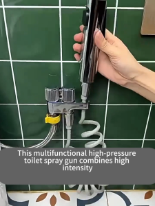 Strong Pressure Toilet Spray Set With Three-Way Faucet 304 Angle Valve For Toilet And  Bathroom