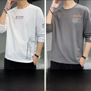 ROMON | Loose Long Sleeve Round Neck Printed Sweatshirt For Men Casual Comfortable T-Shirt Youth Fashion Autumn Season Polyester Fiber