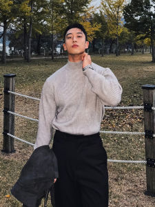 DAVID&ME | Slim Fit Semi-High Collar Knitted Sweater Mens Spring Autumn Underwear