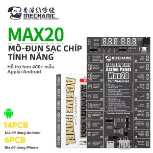 Bo Mạch Kiểm Tra Kích Hoạt Pin MECHANIC MAX20 Sạc Nhanh Cho iPhone 8-16 Series Và Android - Dụng Cụ Sửa Chữa Với Màn Hình Kỹ Thuật Số LED