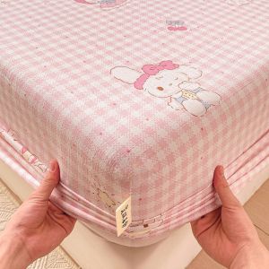 Dansunreve Washed Cotton Bedsheet Floral/Cartoon Fitted Bed Sheet Single Queen King Super King Mattress Cover