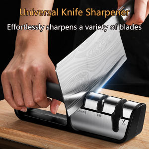 3-in-1 Universal Knife Sharpener – Coarse & Fine Grinding Non-Slip Base Scissors Slot Effortless Sharpening in Seconds