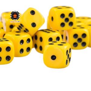 Set 10 xí ngầu góc tròn vàng chấm đen 14mm