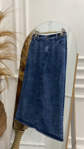 Meltz.id - Rok Midi Jeans Span Panjang 7/9 Snow Wanita Dewasa