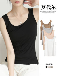 New 2025 Womens Modal Base Tank Top Sleeveless Inner Wear Black Anti-Light Shirt Matching Outerwear Summer Fashion Slim Fit