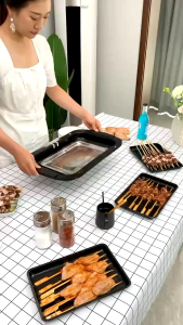 Bếp nướng điện không khói 2000w và Chảo nướng chống dính không dầu Vân Nổi 34cm. LMS