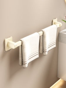 Bathroom Towel Rack Wall Mounted Single Rod Storage Organizer No Drilling Required Toilet Hanging Shelf Household Cleaning Tools