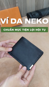 Ví da Neko dáng ngang chất da bò tự nhiên mềm mại đựng vừa các loại giấy tờ kèm hộp đựng làm quà Anh Tho Leather