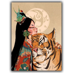 500/1000/1200/2000PCS Jigsaw Puzzle Beautiful Girl And Tiger Fantasy Animal Scene For Adults Family Relaxing Brain Teaser Gift