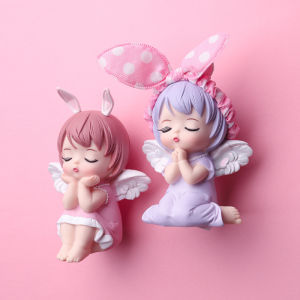 Magnet Kawaii Angel Fairy Bé Gái Heart Shaped Fridge Magnet 3D Magnetic Iron Filled Home Decorations Cartoon Anime Sticker