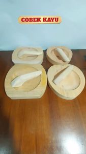 COBEK KAYU + ULEKAN kayu besar LOVE 22CM