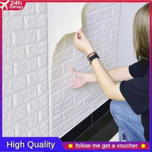 Free Gift DIY 77*70cm 3D Wall Stickers Imitation Brick Waterproof Self Adhesive Foam Wallpaper For Living Room Kitchen Bedroom Decoration